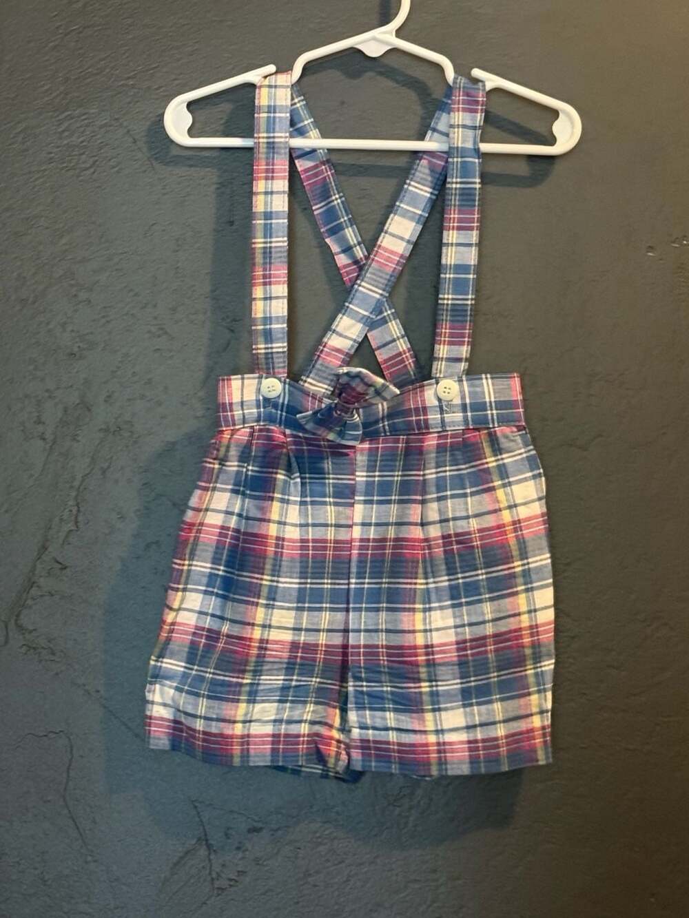 Vintage Plaid Suspender Shorts Size 3T